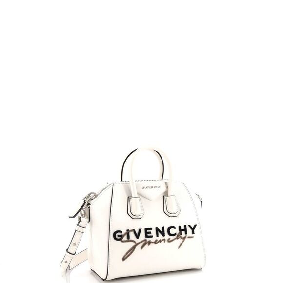 Givenchy Antigona Bag Logo Embroidered Leather Small White - Picture 2 of 6